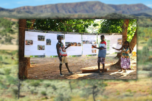 Marayala, David and Naomi showing project posters